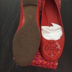 Red/Orange Tory Burch Logo Flats